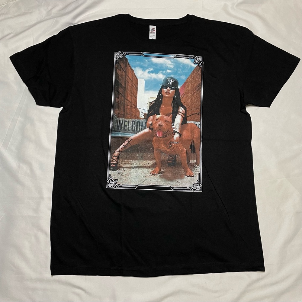 Woman Pitbull T-Shirt with Spiked Collar Design